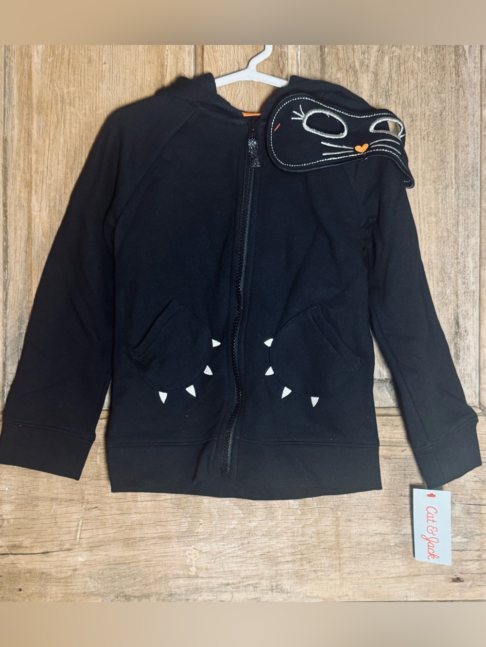 Halloween Cat & Jack black cat hoodie with mask size 4-5